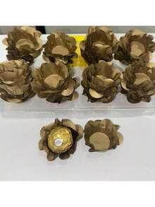 80 Cupcake Wrappers For Fine Sweets Flower Wedding Anniversary Ultrafest Lulli Style Model - Old Gold (Golden) - View 1