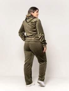 Women's Set In Plush Velvet Blouse With Pockets HF-CON-001 - xanh quân đội - Xem 2