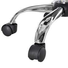 Salon Chair With Wheels, Rolling Stool, Height-Adjustable, Rotatable, Velvet Touch, Chrome Base, Grey, 35x35x49-61cm For Hair Salons And Beauty Salons