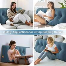 Headboard Wedge Cushion, Reading Cushion, Back Support Cushion, Upholstered Bed Cushion, Reversible Cushion, Large Back Support Cushion, Triangular Wedge-Shaped Support Cushion, Bed Side Cushion, Tatami Wedge Cushion, Lumbar Cushion For Bed And Sofa - 海藍色 - 查看 7