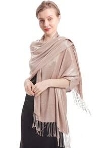 Sparkly Metallic Shawls And Wraps,Women's Glitter Pashmina Shawl Scarf Forformal Evening Party Dresses - F-黑銀色 - 查看 7