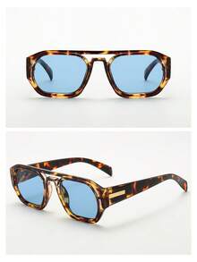 6pcs/Set Vintage Double Bridge Frames High Quality Stylish Lightweight Men's Fashion Glasses (Suitable For Driving, Traveling, Casual, Outdoor Sports And Daily Use) Back To School Fashionable Preppy School Look - Gói kết hợp 6 món - Xem 3