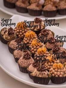 12pcs/Set Happy Birthday Cupcake Toppers For Birthday Party