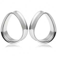 2pcs Hot Stainless Steel Water Droplet Ear Plugs Gauges Expanders Body Piercing Jewelry Women Earring Tunnels Stretchers Earring