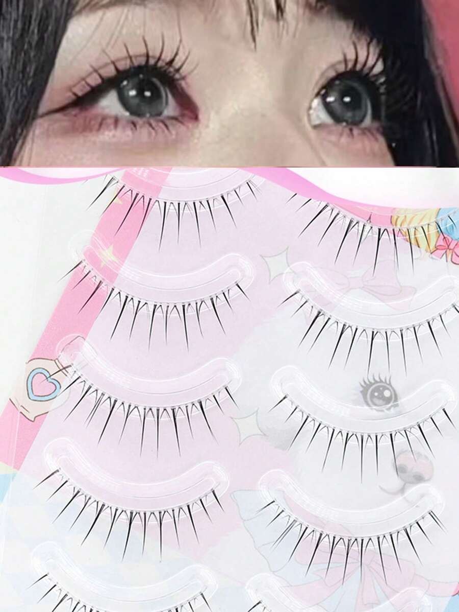 5 Pairs Natural Look Transparent Stem False Eyelashes, Full Strip One Piece Fairy Eyelashes For Women Strip Lashes,Lashes,Eyelashes,Fake Lashes - Natural Lashes - View 1