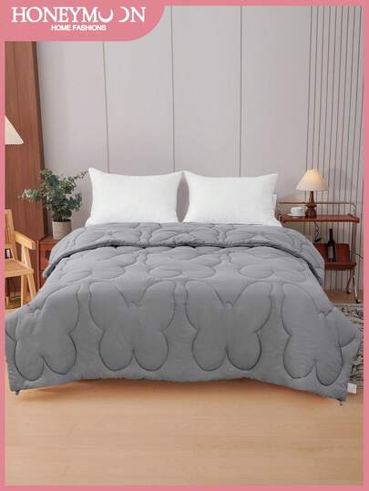 1pc Fluffy & Warm Bowknot All-Season Comforter, Cloud-Like Comfortable Down Alternative Quilt Suitable For Single, Double, And King Size Beds