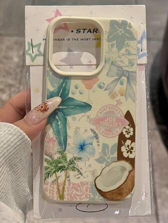 1pc Summer Coconut Tree & Flower Pattern Matte Anti-Fall TPU Phone Case, Fit Compatible With Apple 16 15 14 13 12 11 17 Pro Max, Galaxy A55/54/53/52/51, S25/24/23/22/21 Series