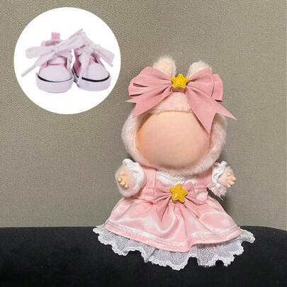 1pc/2pcs Pink Magical Girl Outfit Set For Labubu 17cm(No Doll Included), Cute Pink Overalls Dress, White Lining Skirt & Pink Canvas Shoes, Adorable Doll Clothes For Labubu, Doll Accessories For Labubu, Perfect For Birthday, Graduation, Anniversary Gift