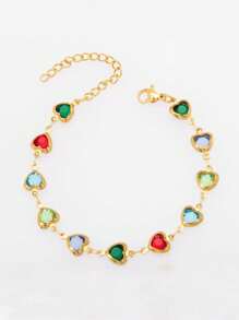 1 Peça Pulseira Colorida com Formato de Coração, Adequada para Uso Diário e Feriados de Mulheres, Cor do Coração Aleatória