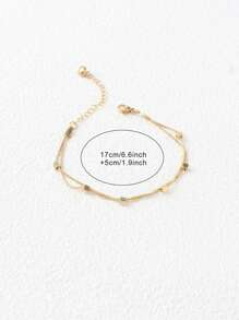 1pc Minimalist Fashion Niche Hit Handpiece Stainless Steel K-Plated Bead Double Layer Snake Chain Bracelet For Women
