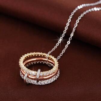 1 件圆形设计合成锆石吊坠项链（女士）