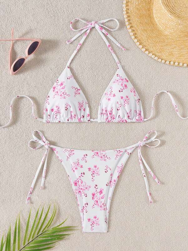 Sexy European & American Style Women's Floral Print 2-Piece Bikini Set Set