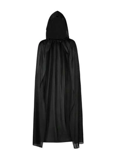 1 Pc Halloween Black Hooded Cape, Halloween Decoration Party Costume Festival Prop, Death Reaper Cloak