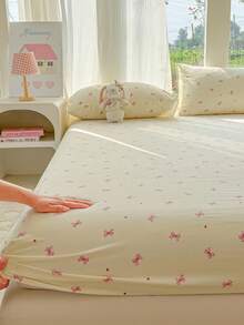 1pc Floral Print Fitted Sheet, Soft And Comfortable Bedroom Bedding, Mattress Protector, Skin-Friendly Fitted Sheet, Suitable For All Seasons Dust-Proof And Non-Slip Bedspread, For Single, Double, Queen, King Bed, Machine Washable (Pillow Case Not Included) - Multicolor - View 9