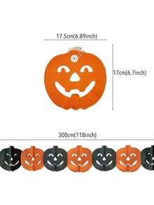 AFYPRTY 3Meters Halloween Hanging Garland Bunting Bat Pumpkin Ghosts Spider Paper Banner Happy Halloween Party Decorations Horror Props - Multicolor - View 14