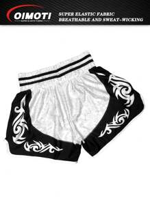 OIMOTI Schwarz-Weiß gemusterte, locker sitzende Boxing Hose, Boyfriend-Stil Herren Fitness Kickboxen Muay Thai MMA Sport Elastisch Jogginghose