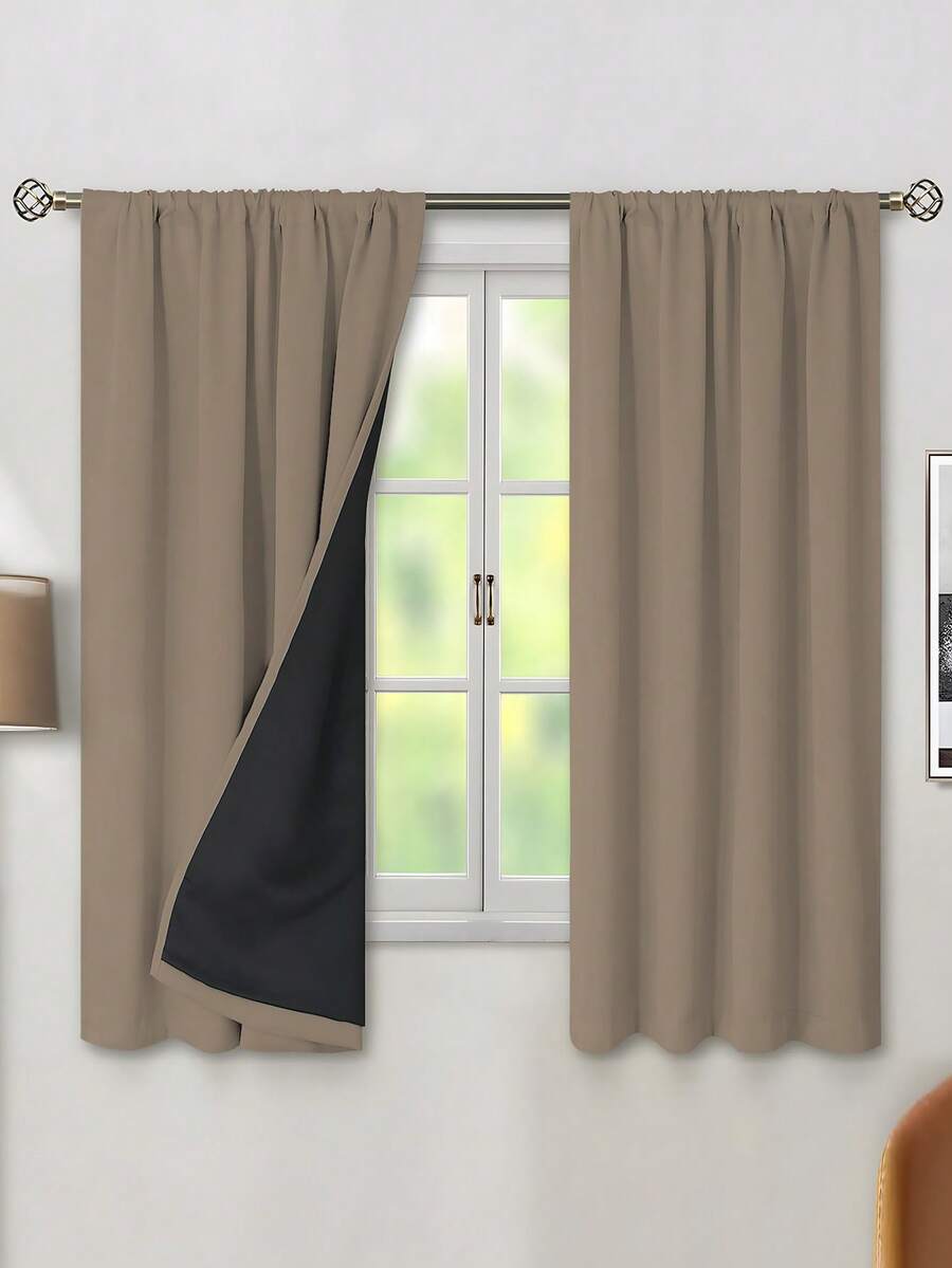 1 件遮光隔热窗帘布 - 99% 抗紫外线涤纶，杆袋悬挂，不可漂白平纹，卧室艺术主题，涂层遮光隔热，节能，降噪 - 非常适合卧室、农舍和学校深度睡眠 - 咖色 - 查看 1