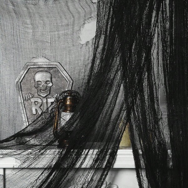 1pc Black Mesh - 240 X 80 Cm/400 X 200 Cm 2 Sizes Mesh Decoration For Indoor/Outdoor, Halloween Haunted House Prop, Halloween Haunted House Decor | Yard Decor | Party Decor Home Decor Halloween Decor Fall Decor Room Decor