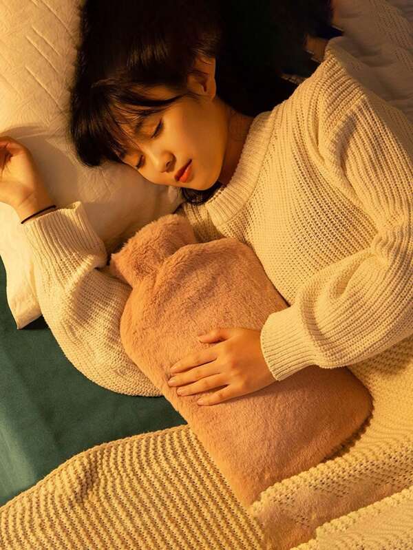 1pc Thickened Explosion-Proof Hot Water Bag For Girls To Warm Their Hands And Apply Hot Compress To Their Stomach To Warm Their Hands And Feet, Imitating Rabbit Fur. Water Filled Warm Bag