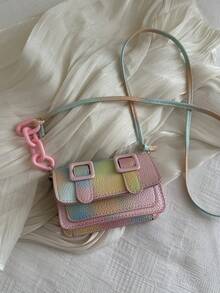 2023 New Fashion Color Blocking Mini Bag Women Shoulder Crossbody Lipstick Small Square Bag [Color Placement Random] - Multicolor - View 6