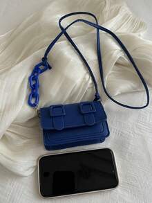 Multicolor Mini Acrylic Chain Strap Crossbody Bag - Blue - View 6