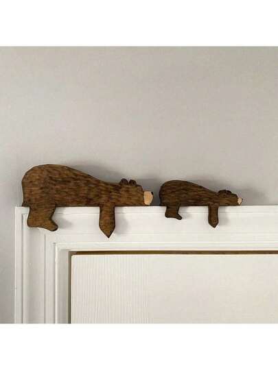 1pc Wooden Forest Woodland NurseryDecor,Wooden Boho Wall Decor, Wilderness Sleeping Bear, Forest Decor For ClassroomBedroom Nursery Room Shelf, Kids Room DoorDecor, Family Christmas Gifts,Ideal HousewarmingGift