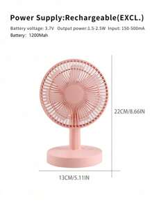 AOYI 1pc Rechargeable Desktop Smart Oscillating Fan With Auto Swing, Height Adjustable, 3-Speed, Brushless Motor, Comes With USB Charging Cable, Simple Desk Fan Design