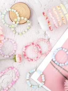 1 盒 8 毫米双色渐变玻璃珠珠宝制作套件，适用于 DIY 手镯、项链、耳环、工艺品和礼品（颜色随机）