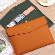 定制A4皮革文件袋，文件袋，布料袋，防水商务办公加厚按扣收纳袋，学生和教师返校必备，学习用品，返校购物，教室收纳袋，返校季礼物，毕业礼物，教师节礼物，男女通用，多用途，大容量，百搭，时尚秋季款，彰显魅力 - 彩色 - 查看 3