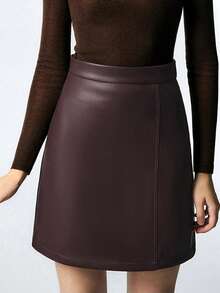 Elegant Solid Color Zipper Closure Beach Skirt - Burgundy - View 3