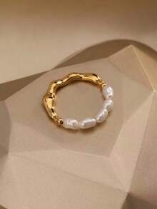 Fashionable Imitation Freshwater Pearl Adjustable Ring, Suitable For Daily Wear - WCJ070 - View 1