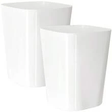 New 2 Pack 5.5L Square Trash Can Plastic Garbage Container Bin Small Trash Bin For Home Office Living Room Study Room Kitchen Bathroom White - White - View 1