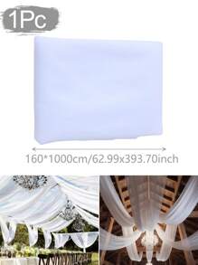 1 pieza Tela de gasa romántica blanca de 8 metros, cortina de unicolor largo de uso múltiple para fondo de fiesta, decoración del hogar, fondo de la habitación de la boda y el cumpleaños, decoración de la ceremonia, cubierta de mesa, decoración escénica, decoración navideña