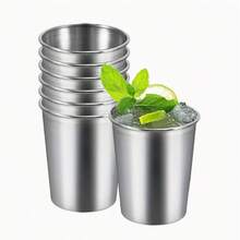 4 piezas de vasos de acero inoxidable de 16 onzas - irrompibles, apilables, reutilizables y duraderos, tazas de bebida de metal perfectas para acampar, actividades al aire libre, senderismo, picnics, fiestas y decoración del hogar, utensilios de bebida esenciales para verano e invierno