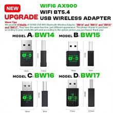 AX900 WIFI6 USB Adapter 2 IN 1 Bluetooth 5.4 Dual Band 2.4G&5GHz 900Mbps WiFi 6 802.11AX High-Speed Mini Wireless Network Card Receiver Dongle For PC Laptop WIN 10/11 Driver Free - Black - View 5