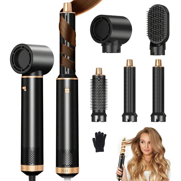 UKLISS Peigne soufflant multifonctionnel 5-en-1 et sèche-cheveux : lisseur, boucleur et plus encore ! Cadeau unique idéal pour les hommes et les femmes