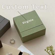 1pc Customized Engraved Jewelry Gift Box - Multiple Colors Available (Black, Brown, Green, Beige), Premium Fabric Lining, Metal Clasp Design, Suitable For Earrings, Rings, Necklaces And Nail Art - Classic Rectangular Style, Personalized Jewelry Box