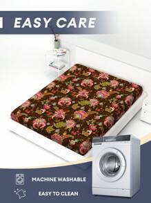 1 pieza Sábana ajustable con estampado floral tropical digital, ropa de cama con aloe vera amigable con la piel, adecuada para todas las estaciones como protector de colchón, regalo para vacaciones, disponible en múltiples tamaños, se ajusta a camas de hasta 25 cm de altura (1 pieza de sábana ajustable solamente, sin funda de almohada ni relleno)