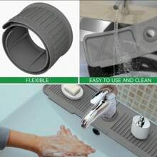 Silicone Kitchen Sink Organizer & Splash Guard - Multi-Functional Draining Tray For Sponge, Soap Dispenser And Cleaning Tools, 5° Incline Design For Faster Drainage, Leak-Proof Countertop Protection, Bathroom Storage | High Rim Organizer | Silicone Sink Mat