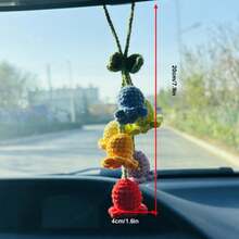 onEternal Colored Lily Of The Valley Pendant Car Interior Decoration Handmade Hook Weaving Ornament Mirror Decoration Gift Halloween Christmas Festival
