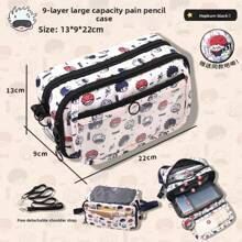 1pc Large Capacity Pencil Case Multi-Slot Pencil Pouch Durable Pencil Box Portable Office Pen Bag With Zipper,School Supplies,Back To School