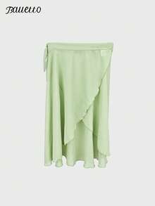 balletto Mid-Length Chiffon Wrap-Around Design Ballet Skirt, Solid Color For Dance Performance - màu xanh lá - Xem 4