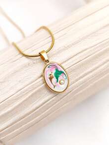 1 件 18K 镀金简约海豚项链，带珍珠，适合海滩，适合女士/女孩，是日常佩戴的绝佳礼物