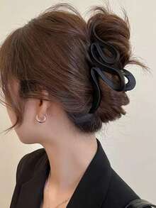 1-3 件女士黑色和棕色纯色超大波浪设计轻质塑料发夹，时尚百搭优雅高端风格适合日常佩戴、通勤、派对、洗脸、化妆、搭配服装、发饰、学校用品、大学 - 款式 - 查看 4