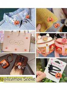 5/10/20/30pcs Halloween Resin Charms Pumpkin, DIY Mini Flatback Decorations, Grimace Smile Pumpkin Miniature For Halloween Party, Phone Case, Fridge Table Decors,Material For Halloween Party Craft Table Scatter Decors