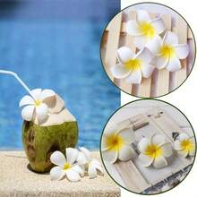 6/4/1pc - Hawaiian Flower Hair Clips, Plum Flower Foam Hair Clips, Hawaiian Tropical Party Decorations, Beach Pool Vacation Wear, Hawaiian Party Supplies, Bridal Wedding. Women Artificial Flowers, Foam Flower Plumeria. - Multicolor - View 7