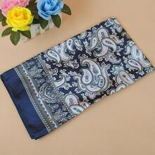 35 Inches Silk Head Scarf-Satin Hair Scarves Silk Bandana Scarf Headscarf For Women's Fashion Scarveshalloween - 佩斯利花紋 - 海軍藍 - 查看 11