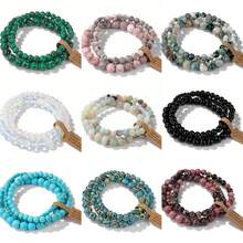 Bộ 3 vòng tay đá năng lượng tự nhiên, hạt 4mm+6mm+8mm xếp chồng, trang sức hạt bảo vệ cặp đôi, quà tặng - Nhiều màu - Xem 4