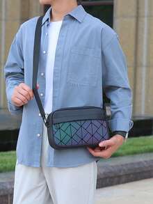 1pc Men's Nylon Casual Shoulder Bag, Large Capacity Crossbody Bag, PU Leather Messenger Bag, Phone Pouch, 2025 Summer New Small Crossbody Bag Camera Bag