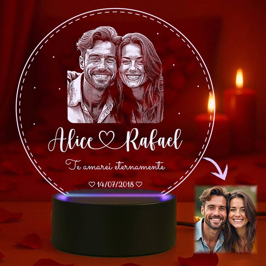 Heart Lamp 7 Colors RGB Geometric Couple's Name - Gift, Decoration, Valentine's Day, Lighting, Lampshade, Mother's Day, Father's Day - 黑色 - 查看 1